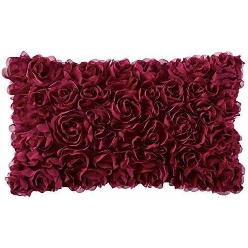 3D Rozen Kussenhoes 50x50cm Polyester Set van 2