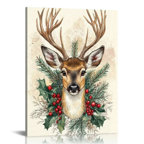 Tableau mural en toile représentant un cerf, 30 x 40 cm