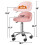 Tabouret pivotant rose avec dossier et roulettes 4