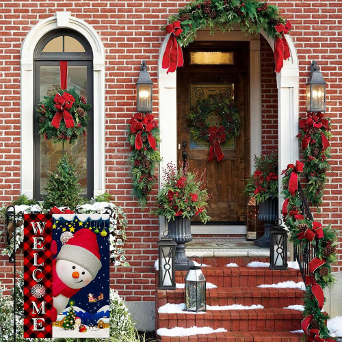 Bandeira de jardim com boneco de neve, 30x45 cm (12x18 polegadas), dupla face 2
