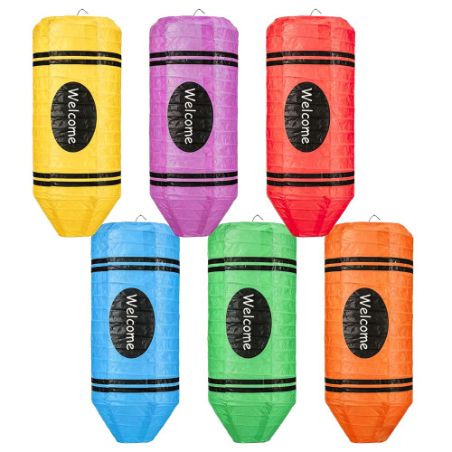 6Pcs Colorful Paper Lantern Ornament Classroom Ceiling Hanging