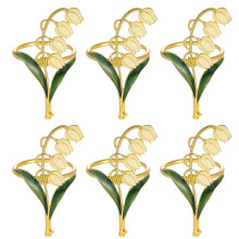 Set Of 6 Elegant Alloy Flower Napkin Rings Perfect For-yellow