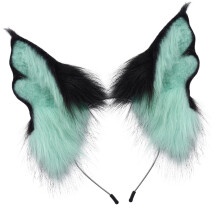 Furry Animal Ear Headband Gothic Style-black lake green