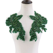 Elegant 3D Flower Patch With Rhinestones And Lace-grass green