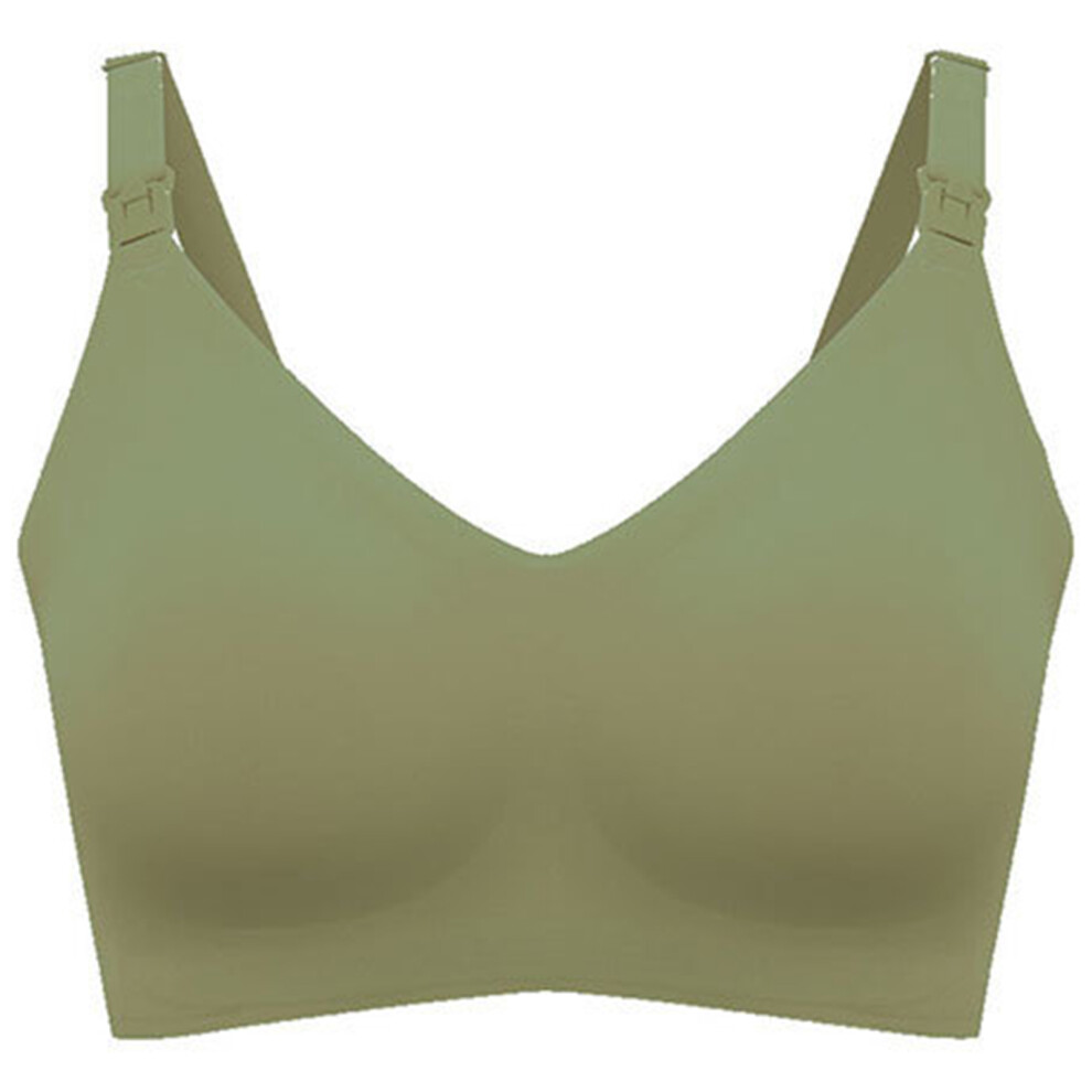 Breathable Nylon Seamless Nursing Bra Comfortable-green grass L