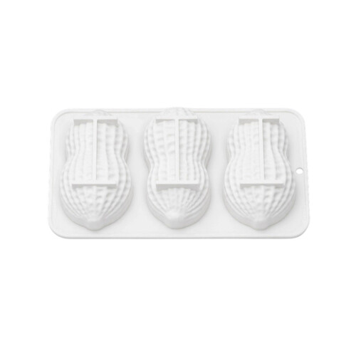 Flexible Silicone Mousse Cake Molds 3 Cavity Peanut-White