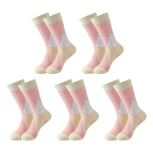 5 Pairs Womens Middle Calf Cotton Socks with Ice Cream-001