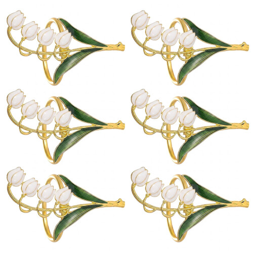 6Pcs/Pack Flower Shaped Napkin Rings For Restaurant-White