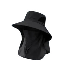 Camping Sun Hat Visors Mesh Hole Hat Wide Brims Fisherman-Black