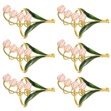 6Pcs Alloy Napkin Rings Ideal For Holiday Table-pink