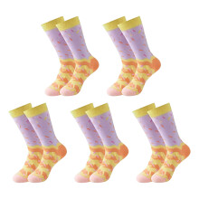5 Paar Damensocken aus Baumwolle mit Eiscreme-Muster, leicht-005