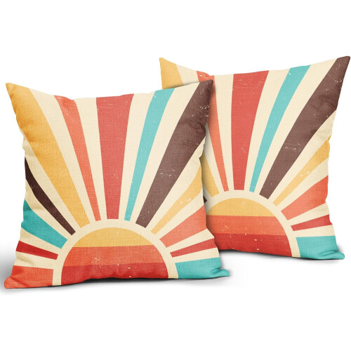 Boho Sunshine Kussenhoezen 20x20 cm Linnen Set van 2 1