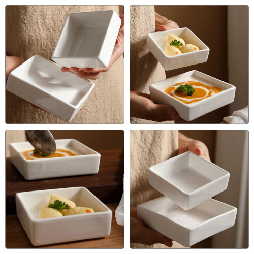 White Ceramic Serving Bowl 9 x 9 x 3 cm 1