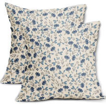 Fundas de almohada con estampado floral azul grisáceo, 40x40 cm, juego de 2