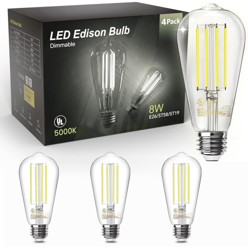 Ampoules LED Edison vintage E26 équivalent 60 W, 800 lm, 5000 K