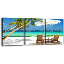 Sada nástěnných obrazů s tropickou pláží na plátně, moderní, 12x16 palců, 3dílná