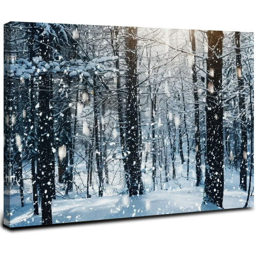 Talvimetsä canvas-taulu, mustavalkoinen lumimaisema