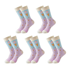 5 Paar lässige Damen-Baumwollsocken mit Eiscreme-Motiven,-002