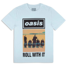 (XL, Baby Blue) Oasis Roll With It Single Cover T Shirt