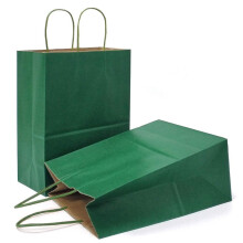 Gröna presentpåsar i kraftpapper med handtag, 25-pack