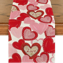 Tischflagge mit Herzmotiv in Leinenrosa, Aquarell, Valentinstag