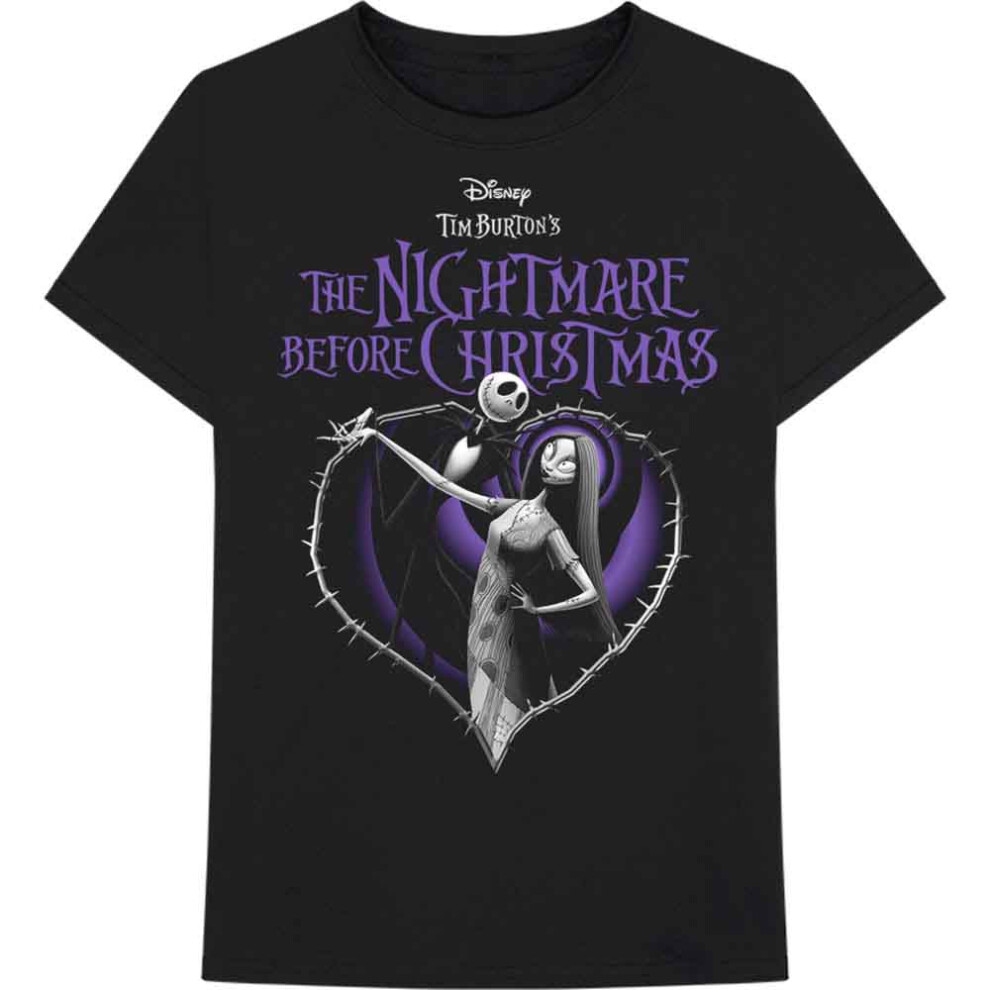 Disney (Xl, Black) Nightmare Before Christmas Purple Heart Official Mens Black T Shirt Black,Purple