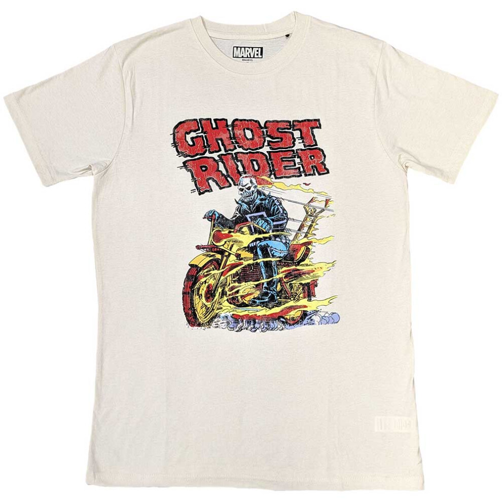 Marvel (S, Natural) Ghost Rider Bike T Shirt Not,Specified