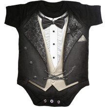 Spiral - TUXED - Baby Sleepsuit Black