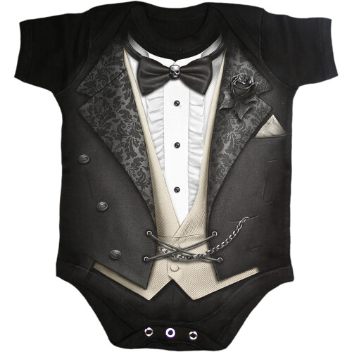 Spiral - TUXED - Baby Sleepsuit Black