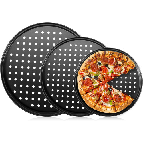 Forma de pizza perfurada antiaderente de aço de 30 cm (12 polegadas)