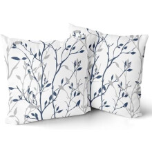 Housses de coussin bleu marine en polyester, 45 x 45 cm (lot de 2)