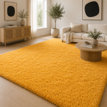 (Yellow, 200 x 290cm (6ft 7" x 9ft 6")) Thick Shaggy Non Slip Rugs Living Room Area Rugs Hallway Runner Round Rugs & Door Mats
