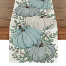 Tischläufer mit Herbst- und Thanksgiving-Motiv, Blatt- und Kürbisdesign, 33 x 275 cm
