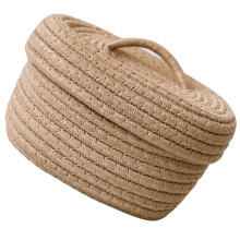 Khaki rope storage box with lid 1 piece