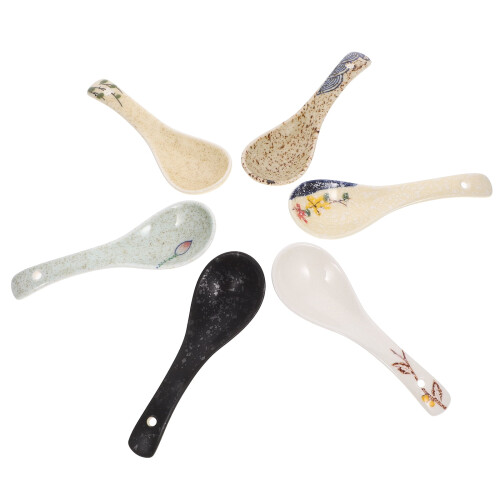 6 Vintage-Keramik-Suppenlöffel