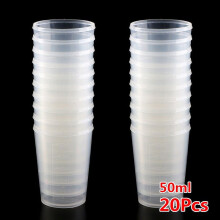 Transparente Messbecher aus Kunststoff, 15 ml, 30 ml, 50 ml (20 Stück)