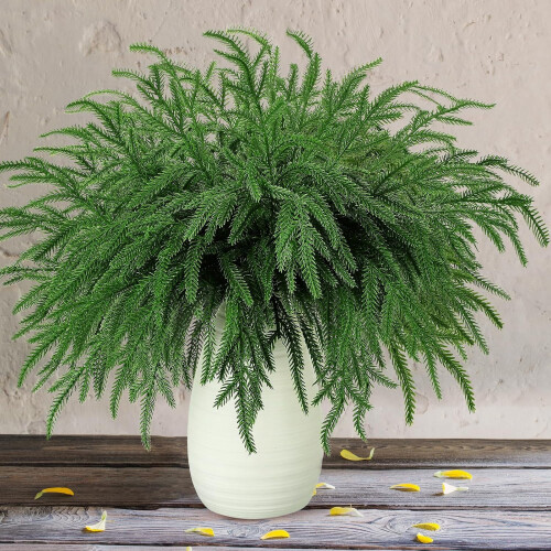 Pacote com 20 ramos artificiais de pinheiro Norfolk de 43 cm (17 polegadas).