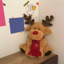 Stijggn Christmas Plush Deer Ornament, Brown, 28 cm