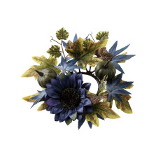 Couronne de bougies d'automne avec feuilles d'érable et tournesols