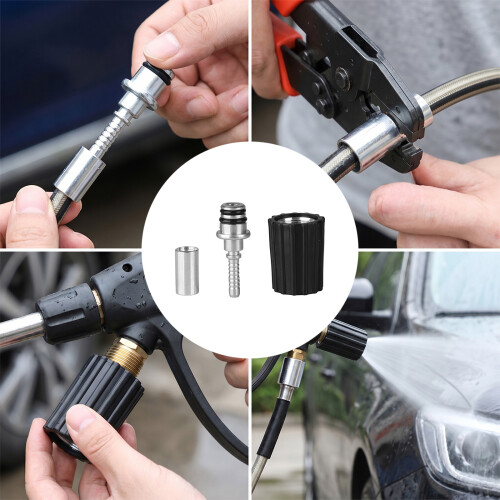 3PCS Rostfreier Schnelltrenn-Autowaschdüsenadapter-34 2