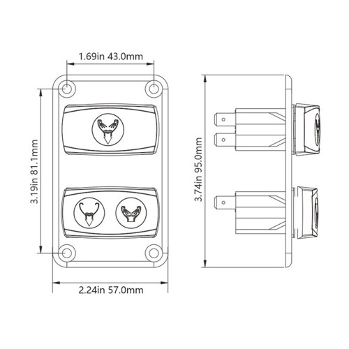 Strong ABS Marine Toilet Toggle Switches Panel for Smooth 2