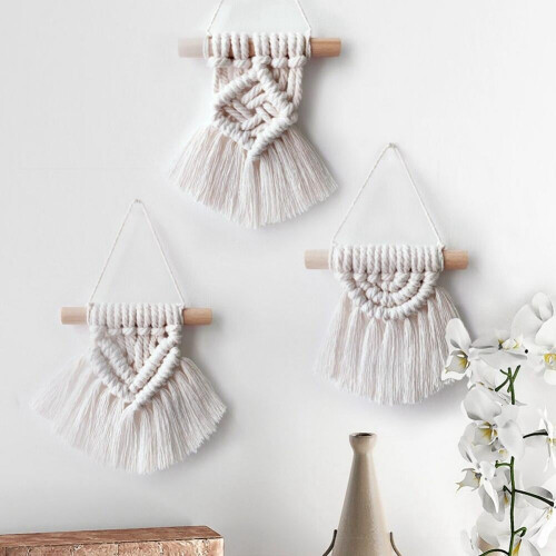 Mini tenture murale en macramé – Tapisserie bohème en coton faite main