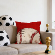 Housse de coussin motif basketball – Lin imprimé, 45 x 45 cm