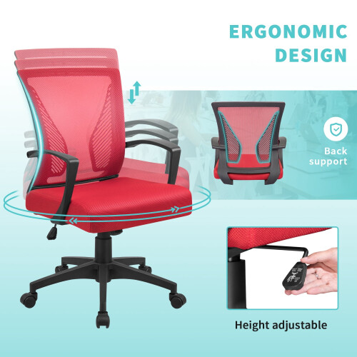 Mid-Back Ergonomic Mesh Office Chair, Black 2