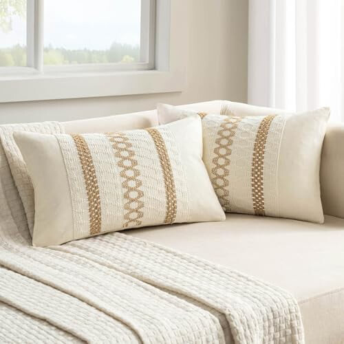 Conjunto de 2 capas de almofada em macramê verde sálvia, 45x45cm