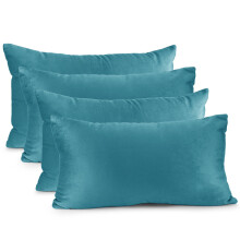 Fluwelen sierkussenhoes effen turquoise 12x20 inch, set van 4