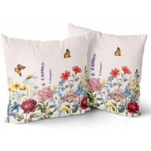 Capas de Almofada Florais 45x45cm, Poliéster, Conjunto com 2