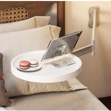 Wall-Mounted Folding Round Tray Table White Wood