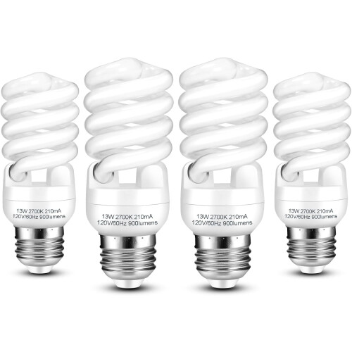 Λαμπτήρες E26CFL 13W 2700K Απαλό Λευκό 900lm Συσκευασία των 4