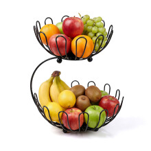 2 Tier Fruit Storage Basket Countertop Kitchen Bread Vegetable Fruit Bowl Rack